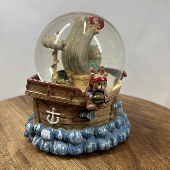 Berkeley Designs Pirate Bear Snow Globe Music Box "Beyond the Sea" Nautical - Picture 3 of 11